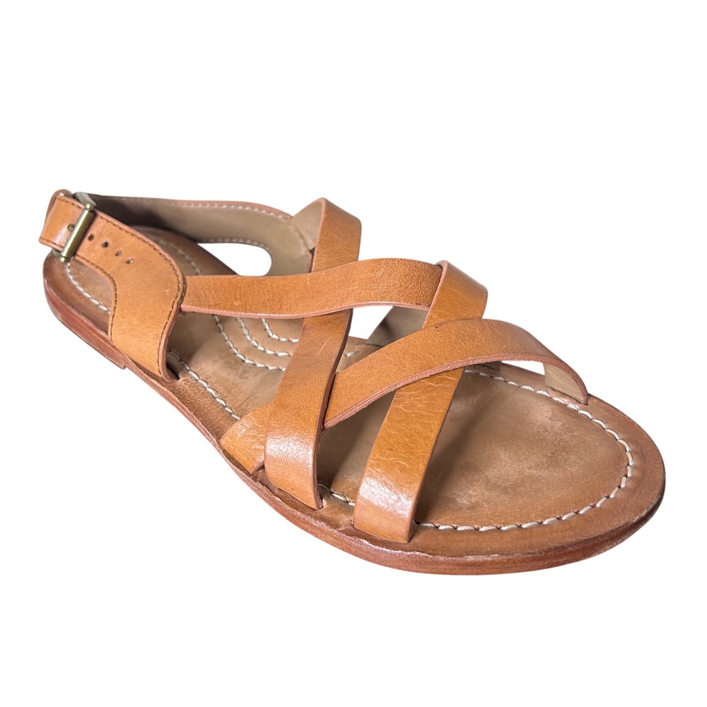 Women's Tan Leather Strappy Sandals